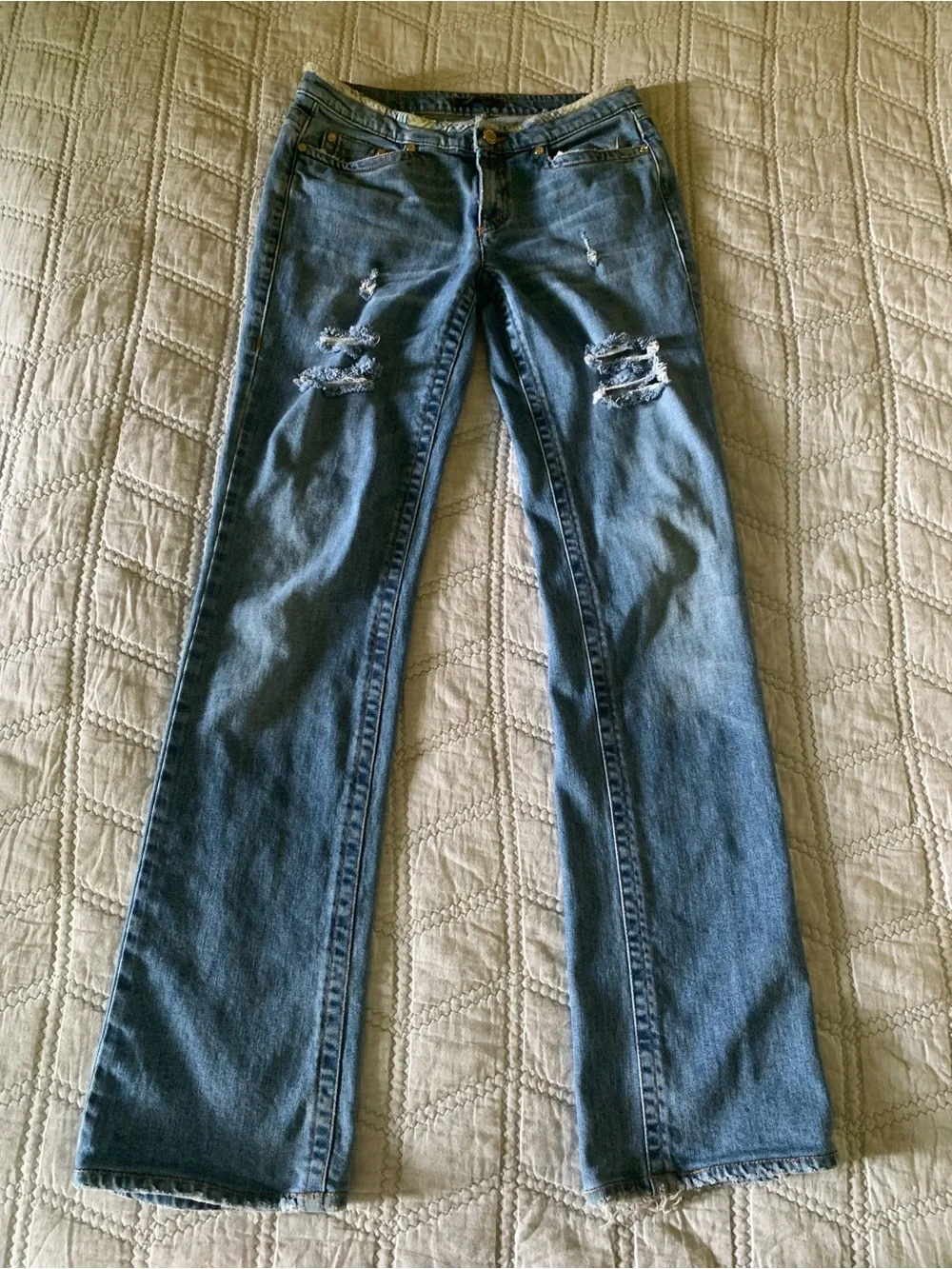 Roberto Cavalli Blue Distressed Straight-Leg Jeans Size 42 (US 6)